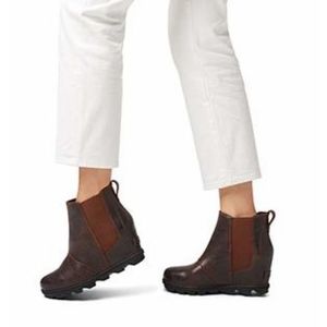 Sorel Joan of Artic Leather Wedge Brown 8.5 Waterproof